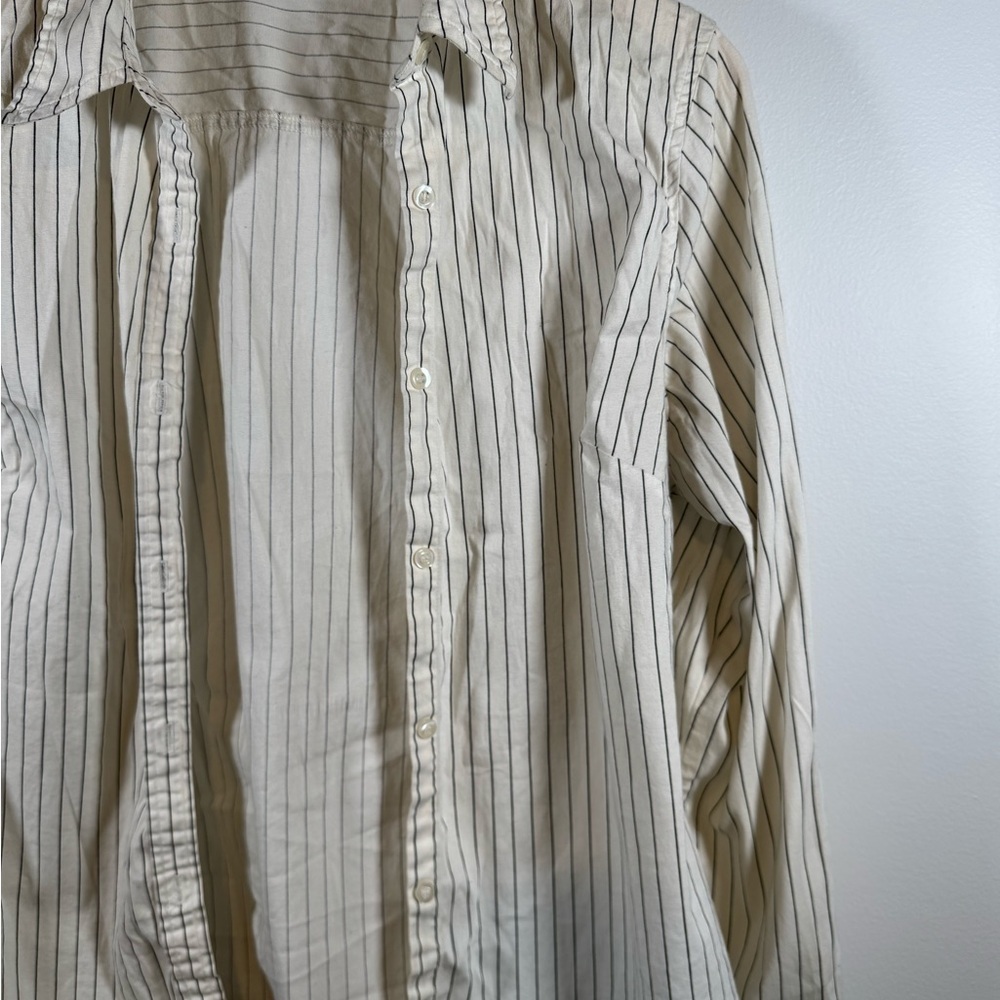 Y2K Pinstripe Button Down Office Siren Size XL - Picture 2 of 6